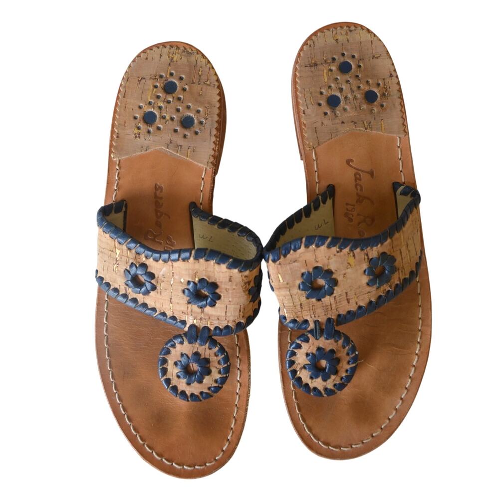 Jack Rogers Cork Medallion Slip on Sandals Size 7